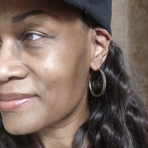 Kate Spade Twisted Gold And Black Hoop Earrings